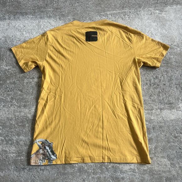 The Farm Goorin Bros Tee Shirt Mens XL G.O.A.T. Goat Yellow Cotton Short Sleeve - Picture 4 of 6